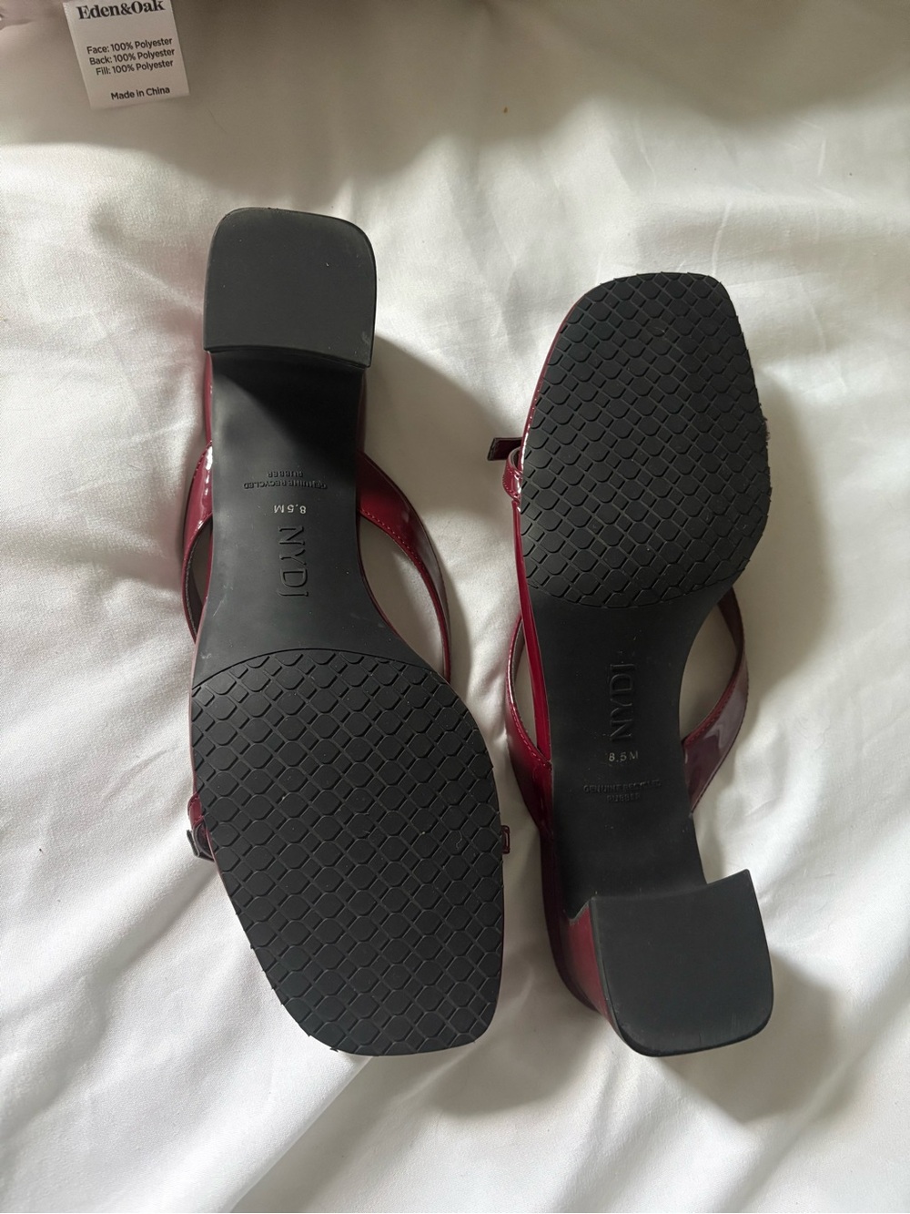 NYDJ Burgundy Square-Toe Slingback Mules - Picture 3 of 4